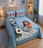 Blue 7D Digital Printed Baby With Flower Queen Size Bedsheet Sheet with 2 Matching Pillow Covers
