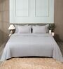 Grey 300TC 100% Cotton Flat Chekered Super King Bedsheet with 2 Pillow Covers