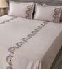 Soft Grey 300TC 100% Cotton Solids Flat Embroidered Super King Bedsheet With 2 Pillow Covers