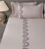 Soft Grey 300TC 100% Cotton Solids Flat Embroidered Super King Bedsheet With 2 Pillow Covers