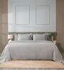 Grey 300TC 100% Cotton Stripe Flat Super King Bedsheet with 2 Pillow Covers