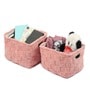 Soft Grid Plush Storage Basket Blush Pink Set Of 2