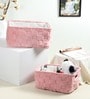 Soft Grid Plush Storage Basket Blush Pink Set Of 2