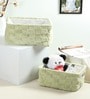 Soft Grid Plush Storage Basket Sage Green Set Of 2
