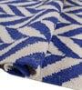 Soft Herringbone Rug 5X6'6 ft| Deep Navy & White Carpet Dhurrie