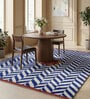 Soft Herringbone Rug 5X6'6 ft| Deep Navy & White Carpet Dhurrie