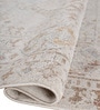 White And Peach Traditional Polyester 5.5X7 Feet Machine Made Carpet