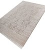 Beige And Grey Abstract Polyester 5X7 Feet Machine Made Carpet