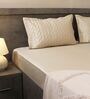 Soft Pearl 100% Cotton 300TC Solid Superking Bedsheet with 2 Pillow Covers (Quilted)