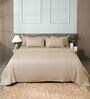 Cream 300TC 100% Cotton Flat Chekered Super King Bedsheet with 2 Pillow Covers