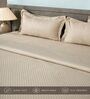 Cream 300TC 100% Cotton Flat Chekered Super King Bedsheet with 2 Pillow Covers