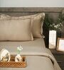 Cream 300TC 100% Cotton Flat Chekered Super King Bedsheet with 2 Pillow Covers