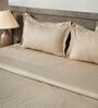 Cream 300TC 100% Cotton Flat Chekered Super King Bedsheet with 2 Pillow Covers