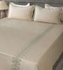 Soft Pearl 300TC 100% Cotton Solids Flat Embroidered Super King Bedsheet With 2 Pillow Covers