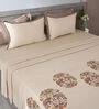 Soft Pearl 300TC 100% Cotton Solid Flat Embroidered Super King Bedsheet With 2 Pillow Covers
