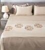 Soft Pearl 300TC 100% Cotton Solid Flat Embroidered Super King Bedsheet With 2 Pillow Covers
