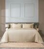 Cream 300TC 100% Cotton Stripe Flat Super King Bedsheet with 2 Pillow Covers