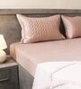 Soft Smoke 100% Cotton 300TC Solid Superking Bedsheet with 2 Pillow Covers (Quilted)