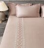 Soft Smoke 300TC 100% Cotton Solids Flat Embroidered Super King Bedsheet With 2 Pillow Covers