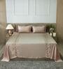 Soft Smoke 300TC 100% Cotton Solids Flat Embroidered Super King Bedsheet With 2 Pillow Covers