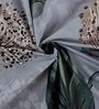 Grey Floral 180 TC Polyester King Sized Bedsheet With 2 Pillow Covers