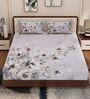 Pink Floral 180 TC Polyester King Sized Bedsheet With 2 Pillow Covers