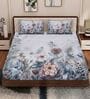 Brown Floral 180 TC Polyester King Sized Bedsheet With 2 Pillow Covers