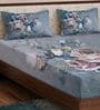 Brown Floral 180 TC Polyester King Sized Bedsheet With 2 Pillow Covers