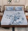 Peach Floral 180 TC Polyester King Sized Bedsheet With 2 Pillow Covers