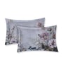 Grey Floral 180 TC Polyester King Sized Bedsheet With 2 Pillow Covers