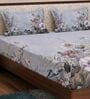 Grey Floral 180 TC Polyester King Sized Bedsheet With 2 Pillow Covers