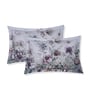 Grey Floral 180 TC Polyester King Sized Bedsheet With 2 Pillow Covers