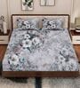 Purple Floral 180 TC Polyester King Sized Bedsheet With 2 Pillow Covers