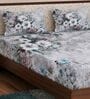Grey Floral 180 TC Polyester King Sized Bedsheet With 2 Pillow Covers