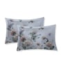 Grey Floral 180 TC Polyester King Sized Bedsheet With 2 Pillow Covers