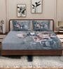 Brown Floral 180 TC Polyester King Sized Bedsheet With 2 Pillow Covers