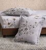 Pink Floral 180 TC Polyester King Sized Bedsheet With 2 Pillow Covers