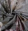 Grey Floral 180 TC Polyester King Sized Bedsheet With 2 Pillow Covers