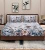 Brown Floral 180 TC Polyester King Sized Bedsheet With 2 Pillow Covers