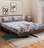 Brown Floral 180 TC Polyester King Sized Bedsheet With 2 Pillow Covers