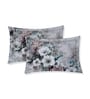 Grey Floral 180 TC Polyester King Sized Bedsheet With 2 Pillow Covers