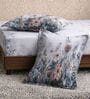 Brown Floral 180 TC Polyester King Sized Bedsheet With 2 Pillow Covers