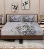 Brown Floral 180 TC Polyester King Sized Bedsheet With 2 Pillow Covers