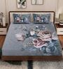 Brown Floral 180 TC Polyester King Sized Bedsheet With 2 Pillow Covers