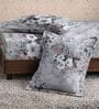Grey Floral 180 TC Polyester King Sized Bedsheet With 2 Pillow Covers