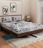 Grey Floral 180 TC Polyester King Sized Bedsheet With 2 Pillow Covers