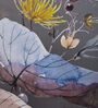 Grey Floral 180 TC Polyester King Sized Bedsheet With 2 Pillow Covers