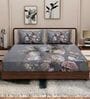 Grey Floral 180 TC Polyester King Sized Bedsheet With 2 Pillow Covers