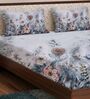 Brown Floral 180 TC Polyester King Sized Bedsheet With 2 Pillow Covers