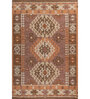 Soft Tribal Geometric Rug 4'6X6'6 ft| Orange & Bright Yellow Carpet Dhurrie
